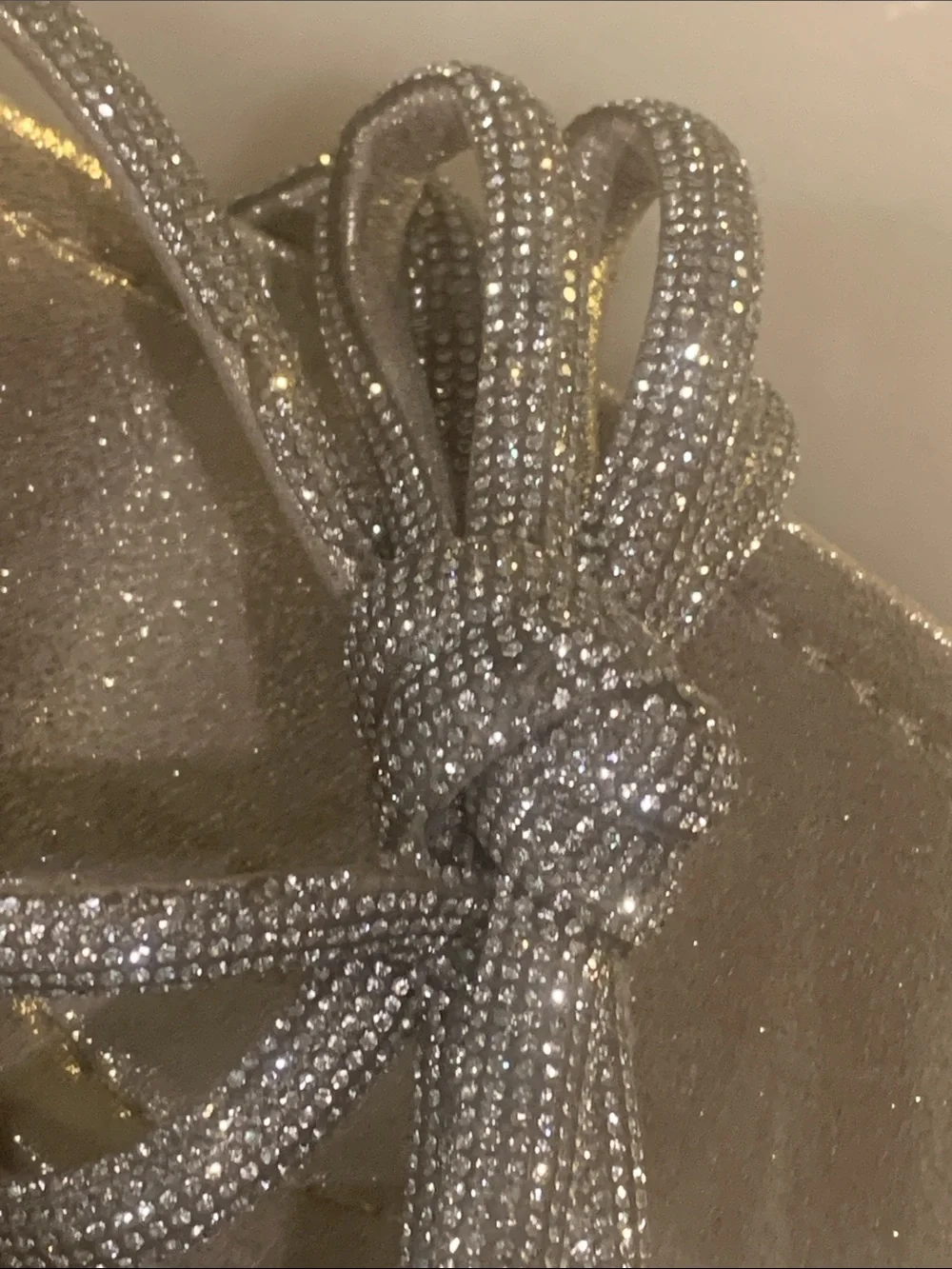 Loeffler Randall Mikel Silver Strass Bow Sandals Size 8 B